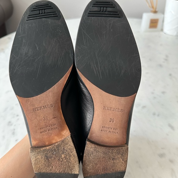 Classic Hermes loafers in black with silver buckle - Picture 5 of 6